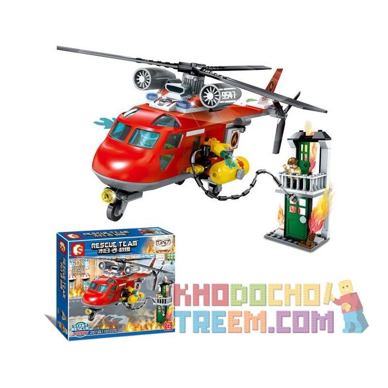 SEMBO SD9547 9547 Xếp hình kiểu  CITY Rescue Helicopter Trực Thăng Cứu Hộ 257 khối