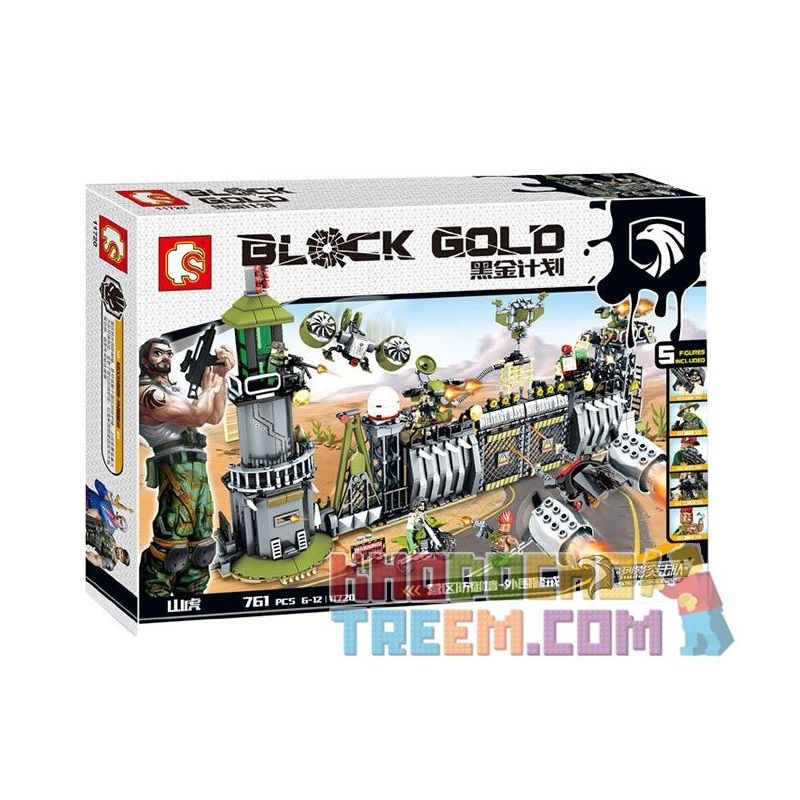 SEMBO 11720 non  TẤN CÔNG DOANH TRẠI QUÂN ĐỘI bộ đồ chơi xếp lắp ráp ghép mô hình Black Gold Cuộc Chiến Vàng Đen 761 khối