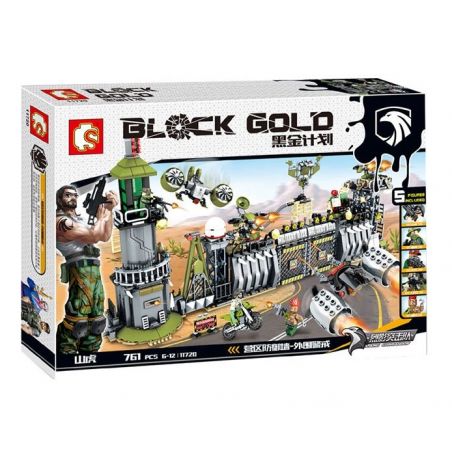 SEMBO 11720 non  TẤN CÔNG DOANH TRẠI QUÂN ĐỘI bộ đồ chơi xếp lắp ráp ghép mô hình Black Gold Cuộc Chiến Vàng Đen 761 khối