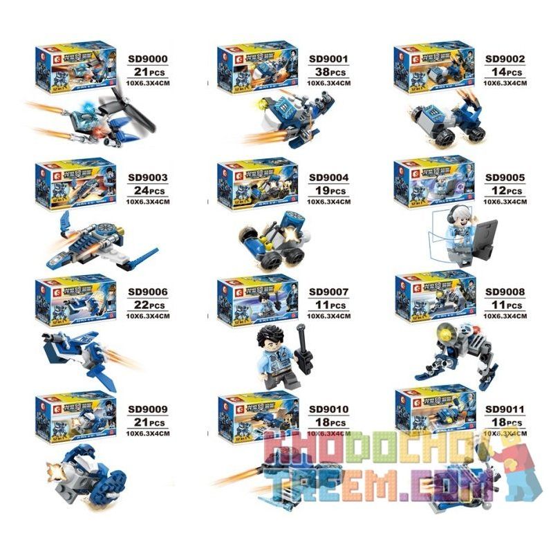 SEMBO SD9000 9000 SD9001 9001 SD9002 9002 SD9003 9003 SD9004 9004 SD9005 9005 SD9006 9006 SD9007 9007 SD9008 9008 SD9009 9009 SD9010 9010 SD9011 9011 Xếp hình kiểu  SWAT SPECIAL FORCE Future Police Combiner Mech 12 In 1 Người Máy Cảnh Sát 12 Trong 1 gồm 12 hộp nhỏ 229 khối
