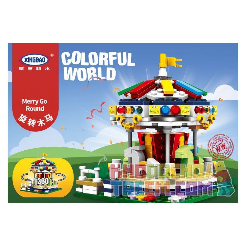 XINGBAO XB-01107 01107 XB01107 non  NGỰA GỖ XOAY VÒNG bộ đồ chơi xếp lắp ráp ghép mô hình Colorful World COLORFUL WORLD MERRY GO ROUND Thế Giới Sắc Màu 343 khối