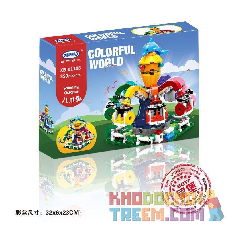 XINGBAO XB-01108 01108 XB01108 non  ĐU QUAY BẠCH TUỘC XOAY VÒNG bộ đồ chơi xếp lắp ráp ghép mô hình Colorful World COLORFUL WORLD SPINNING OCTOPUS Thế Giới Sắc Màu 350 khối