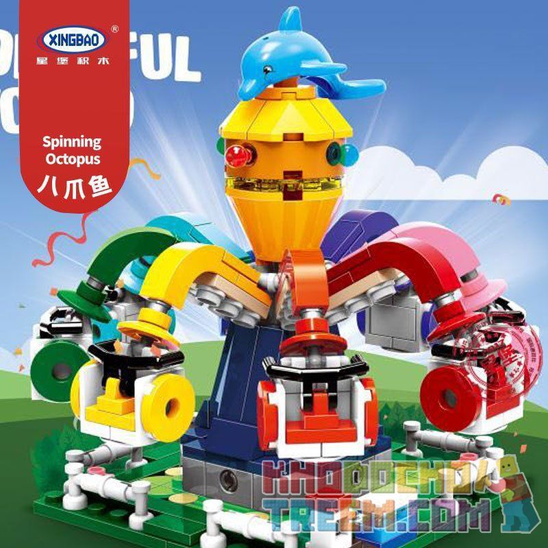 XINGBAO XB-01108 01108 XB01108 non  ĐU QUAY BẠCH TUỘC XOAY VÒNG bộ đồ chơi xếp lắp ráp ghép mô hình Colorful World COLORFUL WORLD SPINNING OCTOPUS Thế Giới Sắc Màu 350 khối