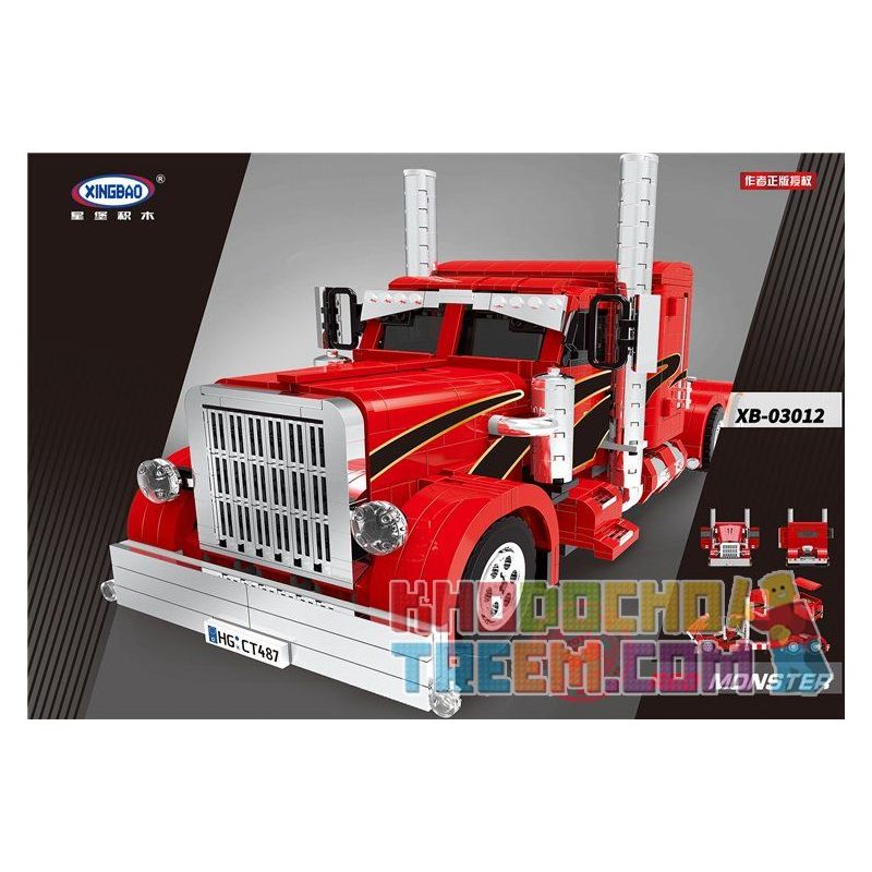 XINGBAO XB-03012 03012 XB03012 non  XE TẢI QUÁI VẬT ĐỎ bộ đồ chơi xếp lắp ráp ghép mô hình Creator DREAM CAR RED MONSTER Sáng Tạo 1505 khối