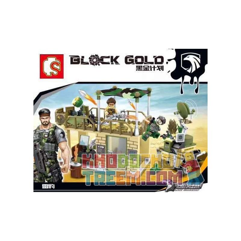 SEMBO 11676 non  XÂY DỰNG CĂN CỨ PHÒNG THỦ NGĂN CHẶN TIỀN ĐỒN bộ đồ chơi xếp lắp ráp ghép mô hình Black Gold Cuộc Chiến Vàng Đen 232 khối