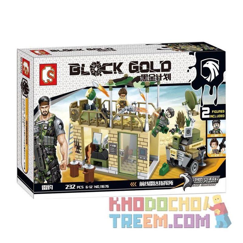 SEMBO 11676 non  XÂY DỰNG CĂN CỨ PHÒNG THỦ NGĂN CHẶN TIỀN ĐỒN bộ đồ chơi xếp lắp ráp ghép mô hình Black Gold Cuộc Chiến Vàng Đen 232 khối