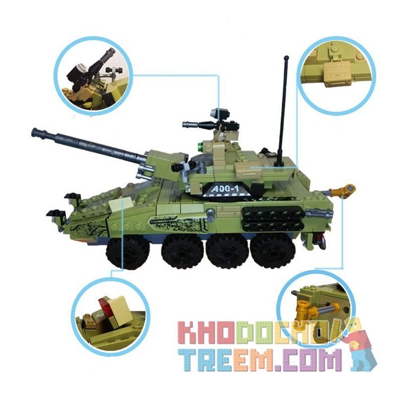 SEMBO 11694 non  XE TĂNG TẤN CÔNG KHU VÀNG TẶC bộ đồ chơi xếp lắp ráp ghép mô hình Black Gold Cuộc Chiến Vàng Đen 438 khối