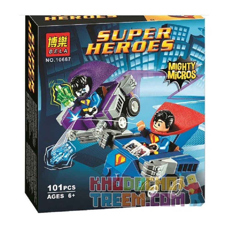 NOT Lego MIGHTY MICROS SUPERMAN VS. BIZARRO 76068 BELA 10667 xếp lắp ráp ghép mô hình SUPERMAN VÀ KẺ THÙ BIZARRO MIGHTY MICROS SIÊU NHÂN VS. Dc Comics Super Heroes Siêu Anh Hùng Dc 93 khối