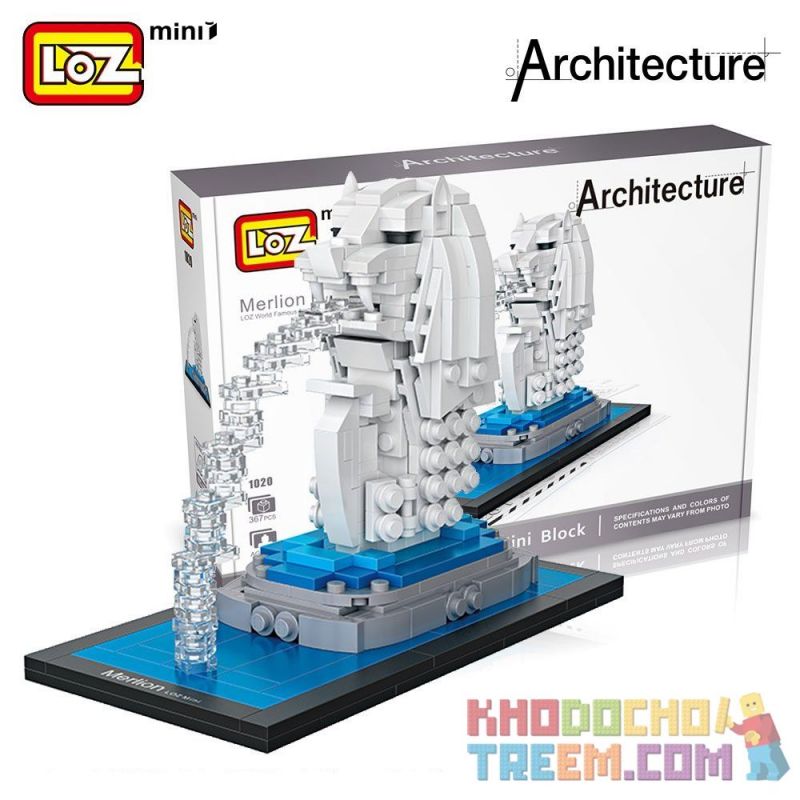 LOZ 1020 Xếp hình kiểu Nanoblock ARCHITECTURE Merlion Park Công Viên Sư Tử Biển 367 khối