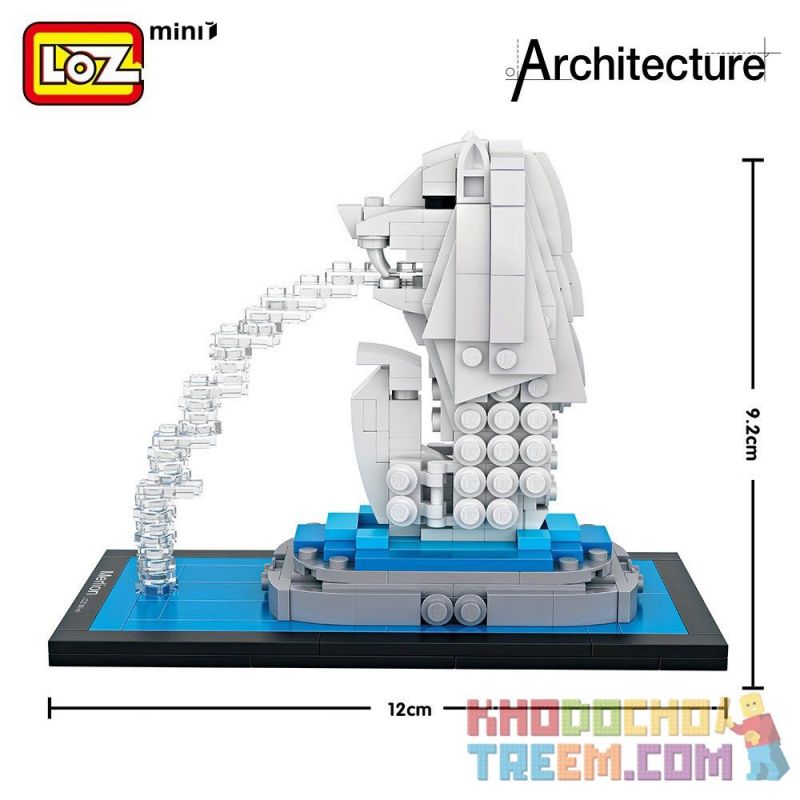 LOZ 1020 Xếp hình kiểu Nanoblock ARCHITECTURE Merlion Park Công Viên Sư Tử Biển 367 khối