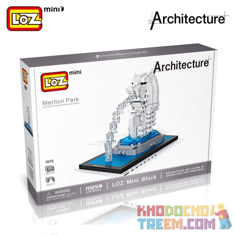 LOZ 1020 Xếp hình kiểu Nanoblock ARCHITECTURE Merlion Park Công Viên Sư Tử Biển 367 khối