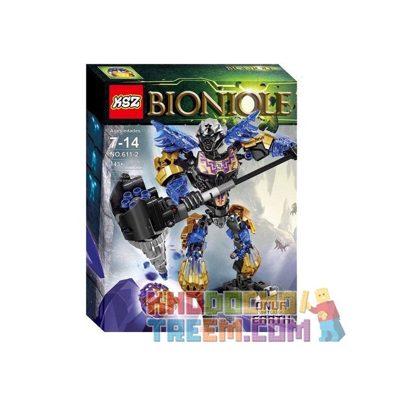 NOT Lego Bionicle 71309 Onua - Uniter Of Earth Bionicle Earth Gathering Hero - Onu , XSZ KSZ 611-2 Xếp hình Chiến Binh Onua - Toa Nuva Của Trái Đất. 143 khối