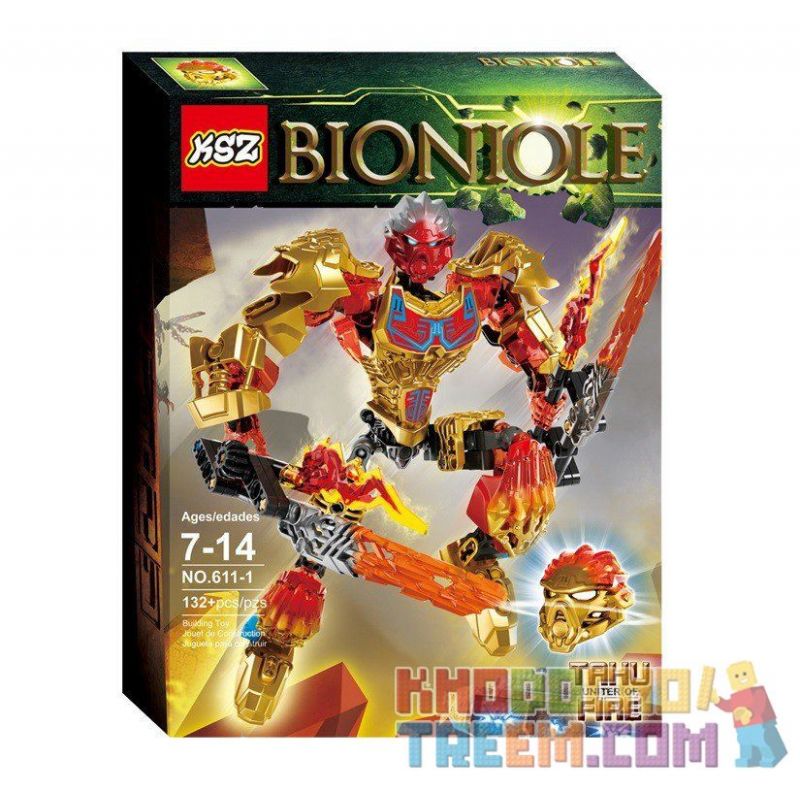 NOT Lego TAHU - UNITER OF FIRE 71308 XSZ KSZ 611-1 612-4 xếp lắp ráp ghép mô hình CHIẾN BINH TAHU NGƯỜI HỘI TỤ LỬA BIẾT - UNIT OF FIRE Bionicle Anh Hùng Toa 132 khối