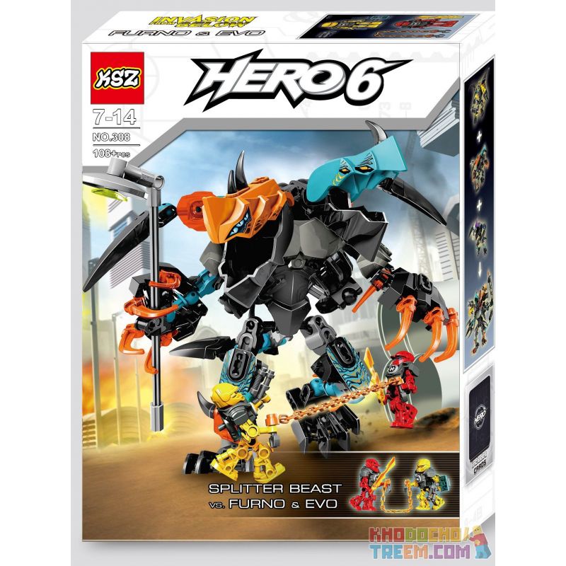 NOT Lego HERO FACTORY 44021 SPLITTER Beast Vs. FURNO & EVO Hero Factory ...