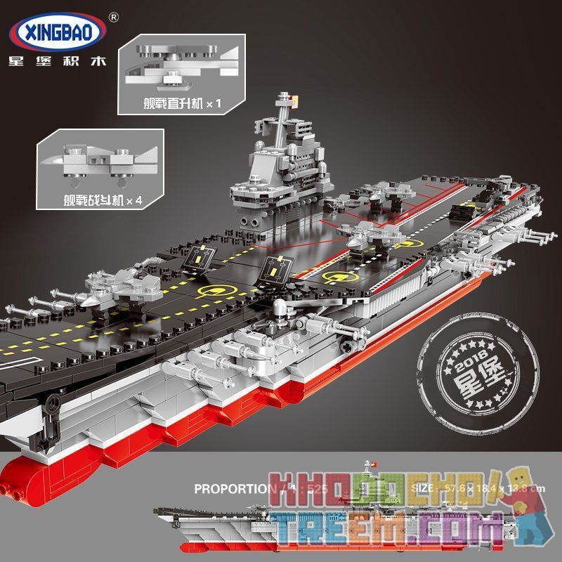 XINGBAO XB-06020 06020 XB06020 non  TÀU SÂN BAY tỷ lệ 1:525 bộ đồ chơi xếp lắp ráp ghép mô hình Creator AIRCRAFT CARRIER Sáng Tạo 1355 khối