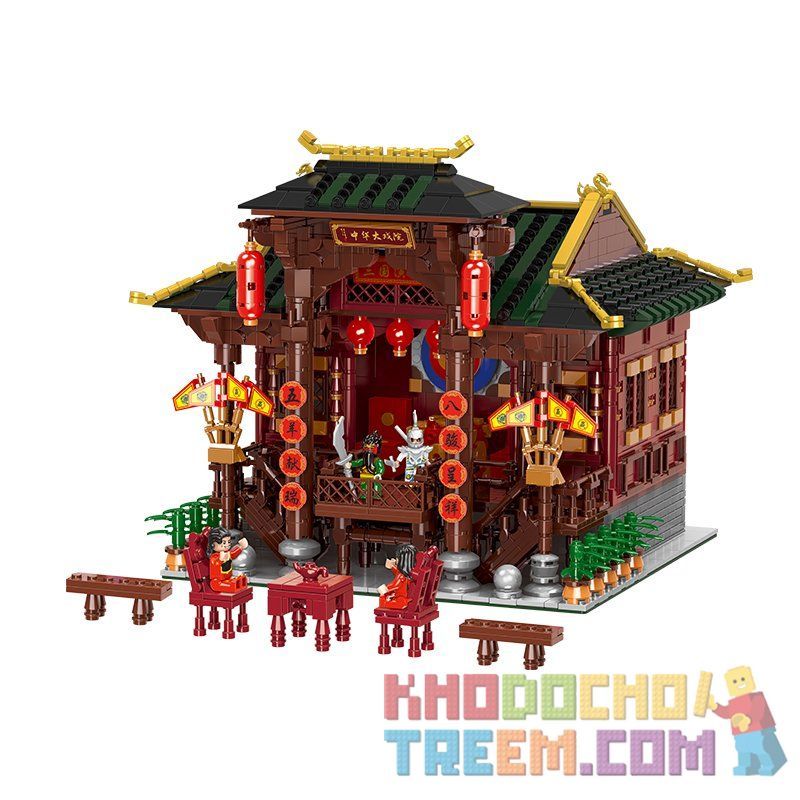 XINGBAO XB-01020 01020 XB01020 non  NHÀ HÁT CỔ TRUNG QUỐC bộ đồ chơi xếp lắp ráp ghép mô hình Chinatown CHINA TOWN CHINESE THEATER Khu Phố Tàu 3820 khối