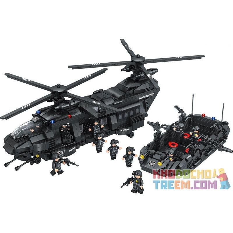 QUNLONG QL0108 0108 Xếp hình kiểu  MILITARY ARMY The Military Medium-sized Transport Helicopter Trực Thăng Vận Tải Quân Sự 1351 khối