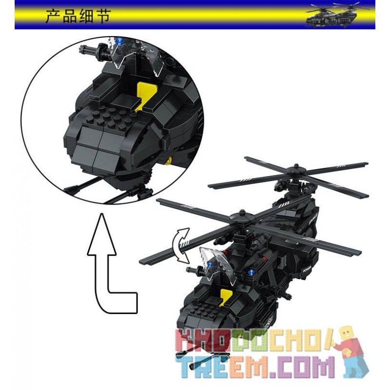 QUNLONG QL0108 0108 Xếp hình kiểu  MILITARY ARMY The Military Medium-sized Transport Helicopter Trực Thăng Vận Tải Quân Sự 1351 khối