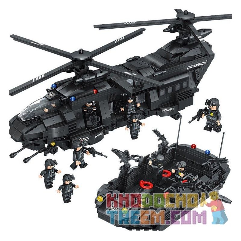 QUNLONG QL0108 0108 Xếp hình kiểu  MILITARY ARMY The Military Medium-sized Transport Helicopter Trực Thăng Vận Tải Quân Sự 1351 khối