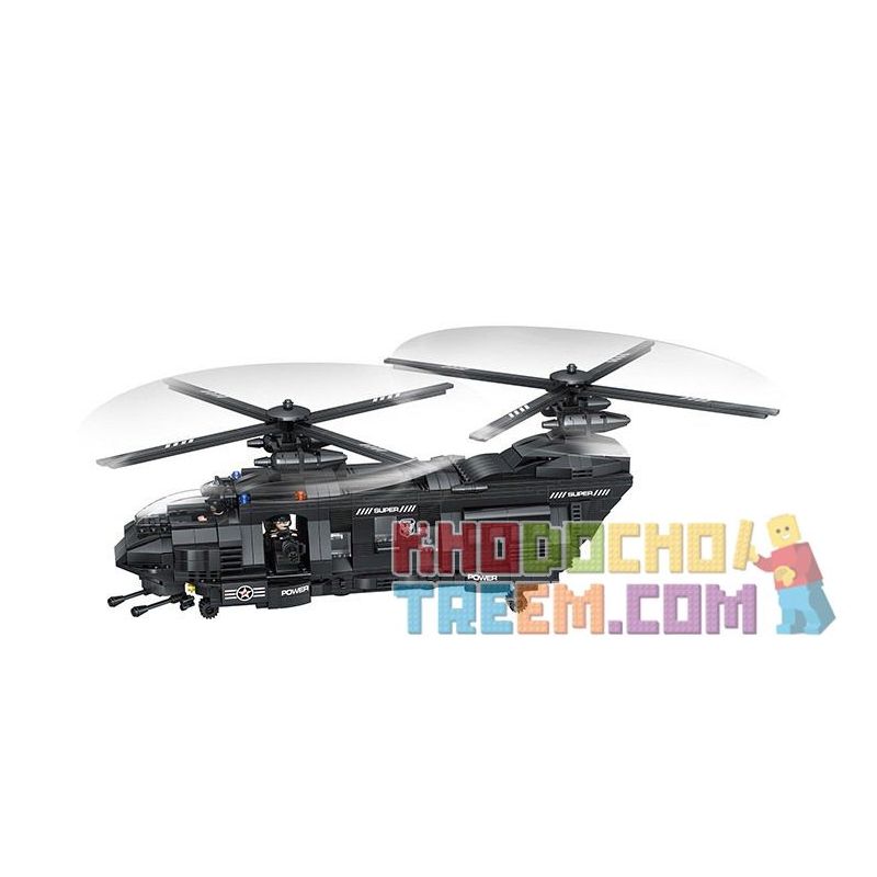 QUNLONG QL0108 0108 Xếp hình kiểu  MILITARY ARMY The Military Medium-sized Transport Helicopter Trực Thăng Vận Tải Quân Sự 1351 khối