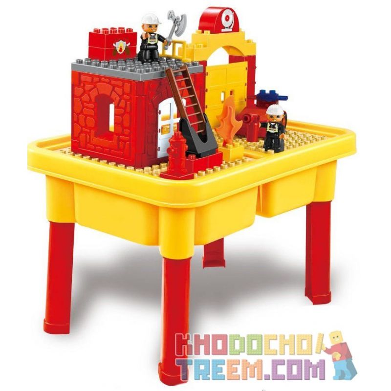 HYSTOYS HONGYUANSHENG AOLEDUOTOYS GM-5022 5022 GM5022 Xếp hình kiểu Lego Duplo DUPLO Fire Excerters Trạm Cứu Hỏa Có Bàn 42 khối