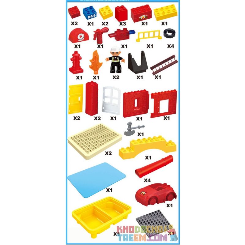 HYSTOYS HONGYUANSHENG AOLEDUOTOYS GM-5022 5022 GM5022 Xếp hình kiểu    Fire Excerters Trạm Cứu Hỏa Có Bàn 42 khối