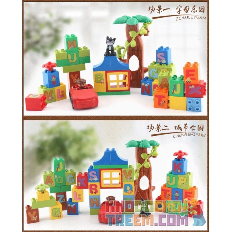 HYSTOYS HONGYUANSHENG AOLEDUOTOYS GM-5009 5009 GM5009 Xếp hình kiểu    Learning Alphabet Học Bảng Chữ Cái 108 khối
