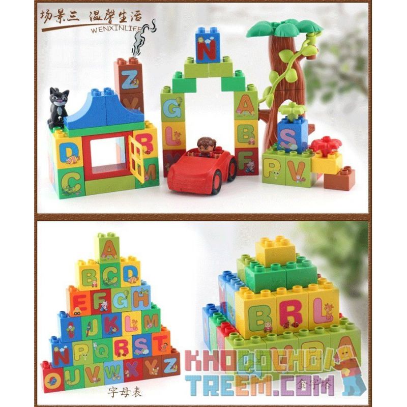 HYSTOYS HONGYUANSHENG AOLEDUOTOYS GM-5009 5009 GM5009 Xếp hình kiểu    Learning Alphabet Học Bảng Chữ Cái 108 khối