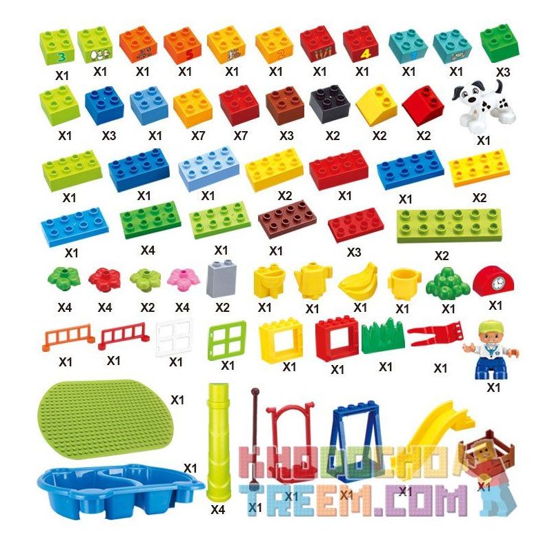 HYSTOYS HONGYUANSHENG AOLEDUOTOYS HG-1405 1405 HG1405 Xếp hình kiểu    Happy Amusement Part Công Viên Hạnh Phúc Có Bàn Hộp 105 khối