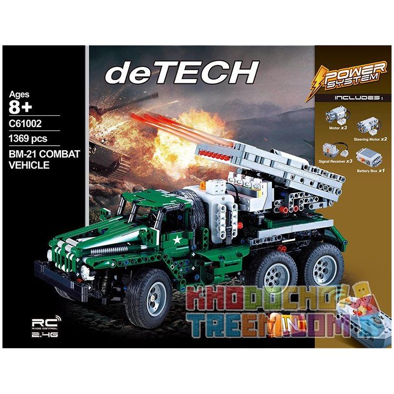 DOUBLEE CADA C61002 61002 non  XẾP HÌNH PHÁO PHẢN LỰC CỦA NGA tỷ lệ 1:20 bộ đồ chơi xếp lắp ráp ghép mô hình  BM-21 COMBAT VEHICLE Kỹ Thuật Công Nghệ Cao Mô Hình Phương Tiện 1369 khối