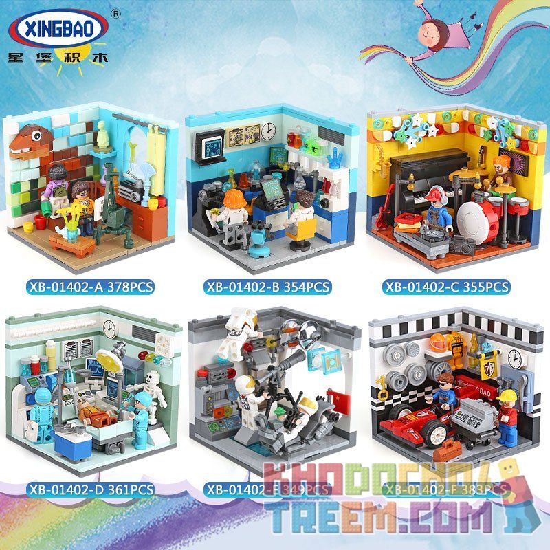 XINGBAO XB-01402 01402 XB01402 non  6 CĂN PHÒNG LÀM VIỆC bộ đồ chơi xếp lắp ráp ghép mô hình Creator FUTURE DREAMERS Sáng Tạo 2180 khối