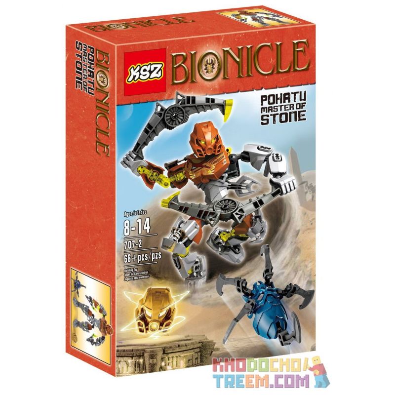 NOT Lego POHATU - MASTER OF STONE 70785 JISI 10702 XSZ KSZ 707-2 xếp lắp ráp ghép mô hình CHÚA ĐÁ POHATU BÁC SĨ - BẬC THẦY ĐÁ Bionicle Anh Hùng Toa 66 khối