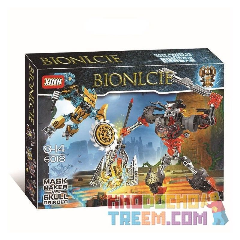 NOT Lego MASK MAKER VS. SKULL GRINDER 70795 JISI 10689 XINH 6018 KSZ 711-2 xếp lắp ráp ghép mô hình CUỘC CHIẾN MẶT NẠ VÀNG MÁY TẠO SO VỚI MÀI ĐẦU LÂU Bionicle Anh Hùng Toa 171 khối