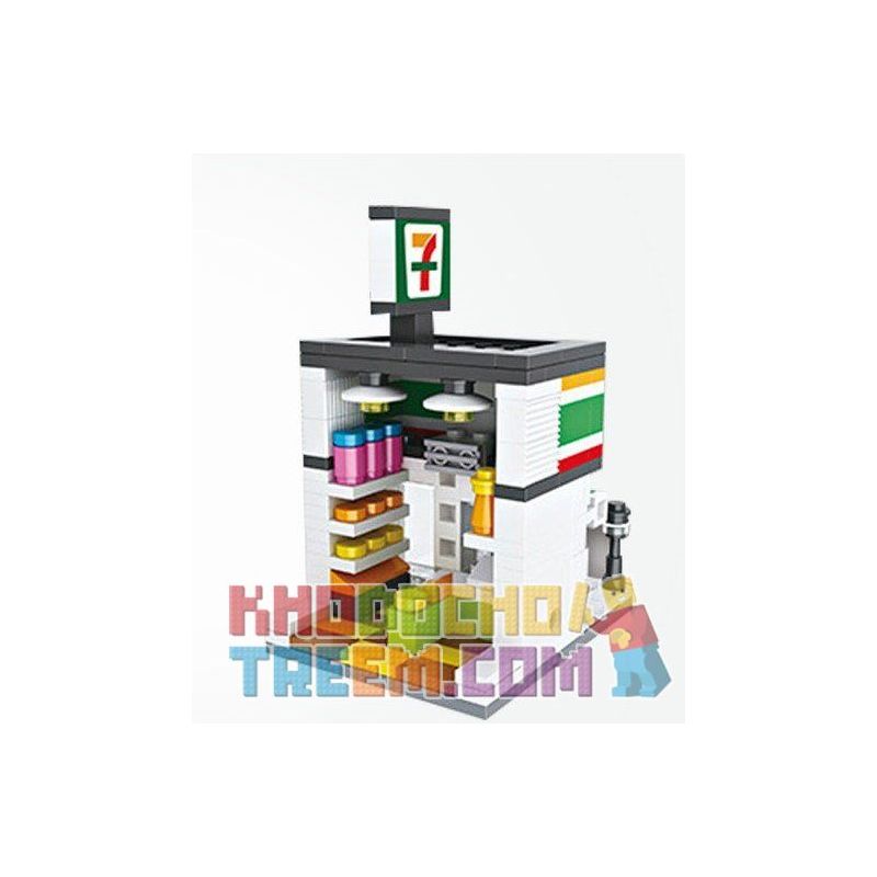 HSANHE 6401 Xếp hình kiểu  MINI MODULAR 7 Days Supermarket Siêu Thị 7 Days 199 khối