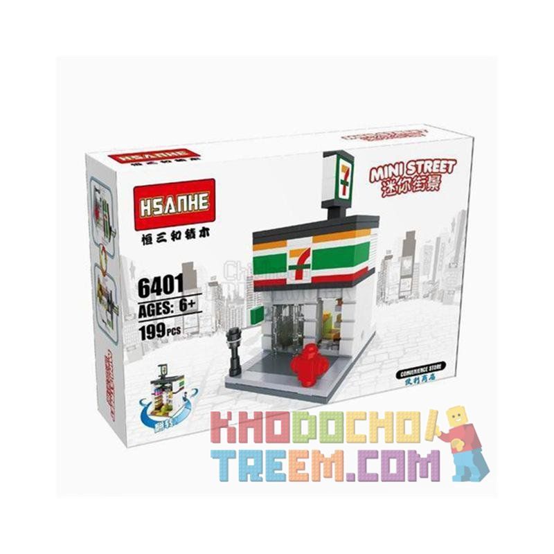 HSANHE 6401 Xếp hình kiểu  MINI MODULAR 7 Days Supermarket Siêu Thị 7 Days 199 khối
