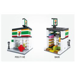 HSANHE 6401 Xếp hình kiểu  MINI MODULAR 7 Days Supermarket Siêu Thị 7 Days 199 khối
