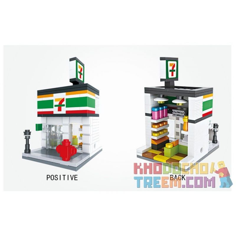 HSANHE 6401 Xếp hình kiểu  MINI MODULAR 7 Days Supermarket Siêu Thị 7 Days 199 khối