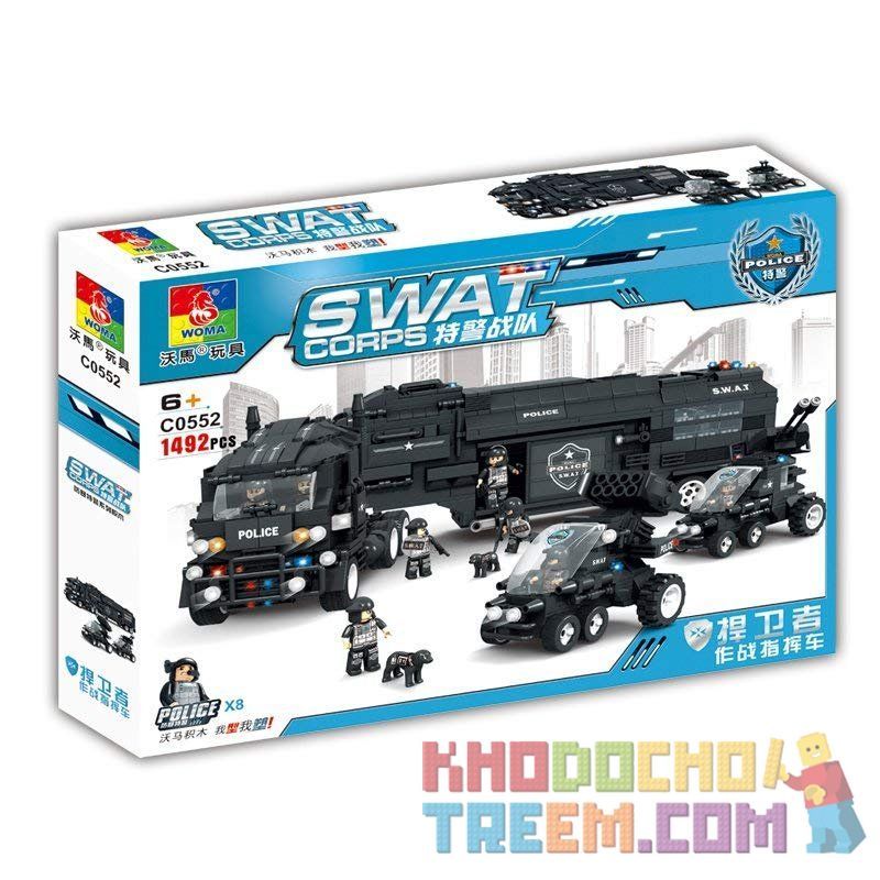 WOMA C0552 0552 Xếp hình kiểu Lego SWAT SPECIAL FORCE SWAT Truck With Mini Figures Xe Tải Chuyên Chở Lực Lượng Đặc Nhiệm 1492 khối