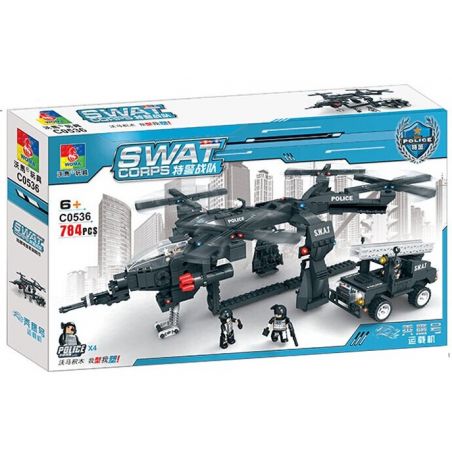 WOMA C0536 0536 Xếp hình kiểu  SWAT SPECIAL FORCE SWAT Carrier Trực Thăng Vận Tải Cẩu ô Tô đặc Nhiệm 784 khối