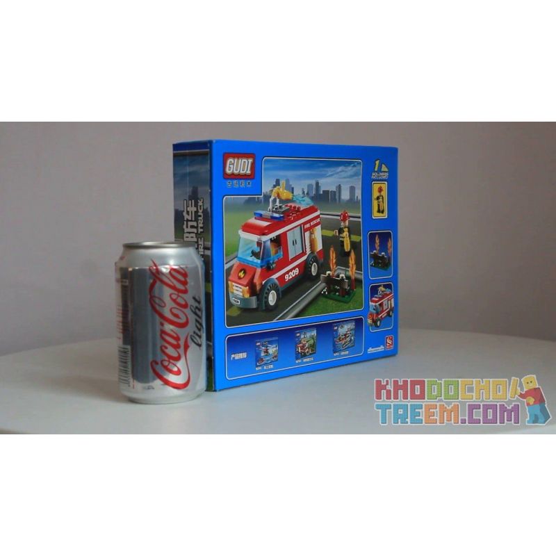 GUDI 9209 non  XE CỨU HỎA CHỮA CHÁY BỤI HOA bộ đồ chơi xếp lắp ráp ghép mô hình City FIREMAN LIGHT TRUCK Thành Phố 156 khối
