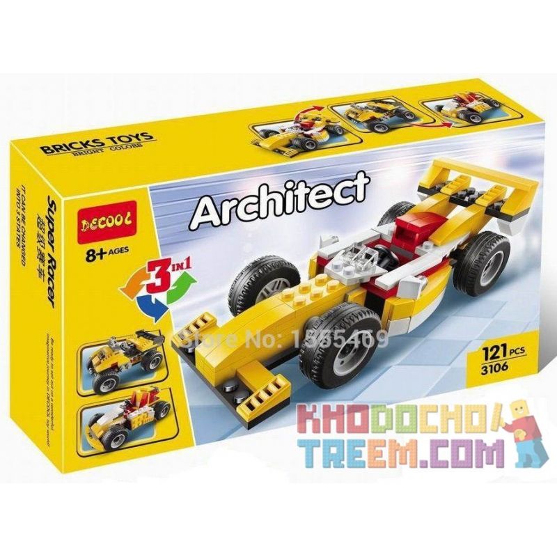 NOT Lego SUPER RACER 31002 JISI 3106 xếp lắp ráp ghép mô hình XE ĐUA MÔ TÔ 4 BÁNH SIÊU TAY Creator Sáng Tạo 121 khối