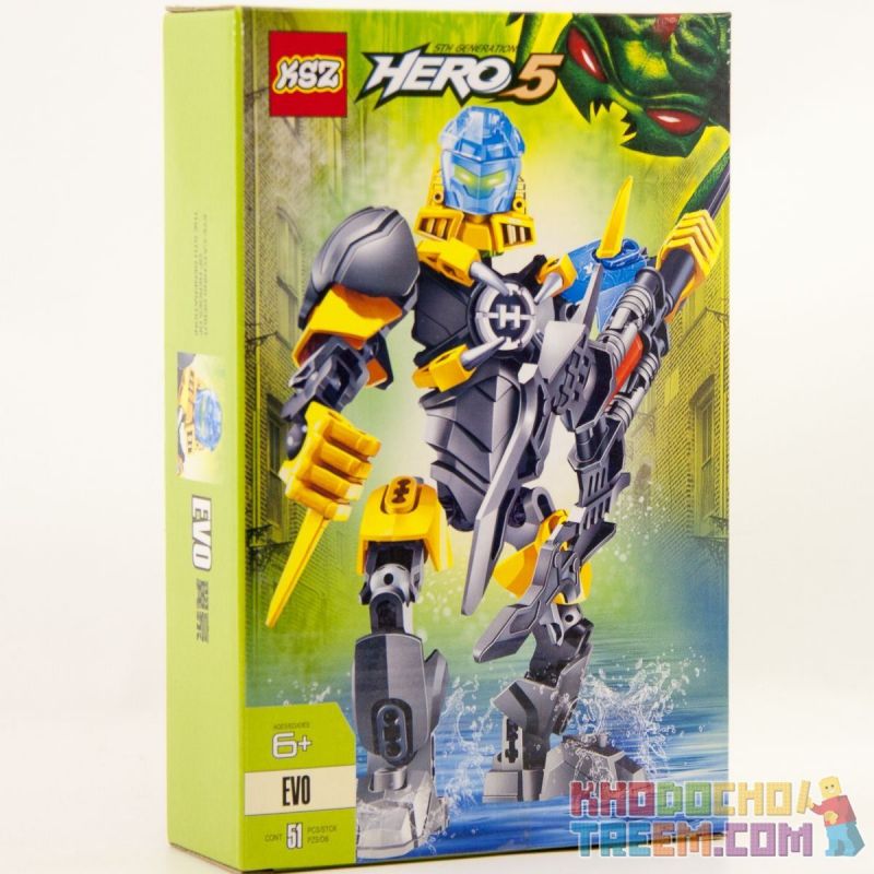 NOT Lego EVO 44012 XSZ KSZ 913 xếp lắp ráp ghép mô hình CỐ MÁY CHIẾN ĐẤU EVO Hero Factory Nhà Máy Sản Xuất Anh Hùng 51 khối