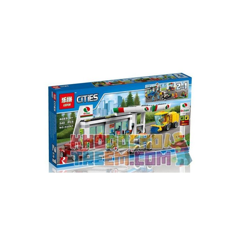 NOT Lego SERVICE STATION 60132 LEPIN 02047 xếp lắp ráp ghép mô hình TRẠM BÁN XĂNG VÀ SỬA XE DỊCH VỤ City Thành Phố 515 khối