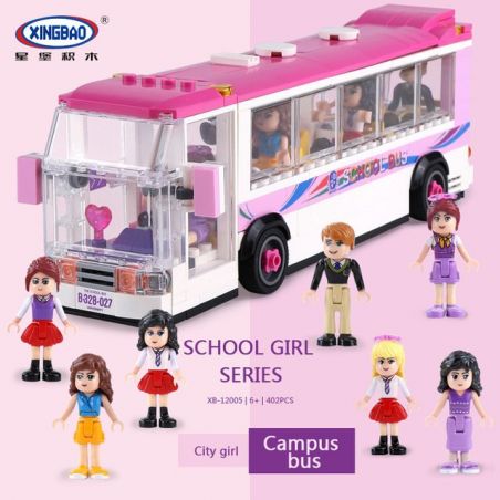 XINGBAO XB-12005 12005 XB12005 non  XẾP HÌNH CÁC CÔ GÁI VÀ CHIẾC XE BUS TẠI TRƯỜNG HỌC CAMPUS bộ đồ chơi xếp lắp ráp ghép mô hình City Girl CITYGIRL HAPPY BUS Thành Phố Con Gái 402 khối