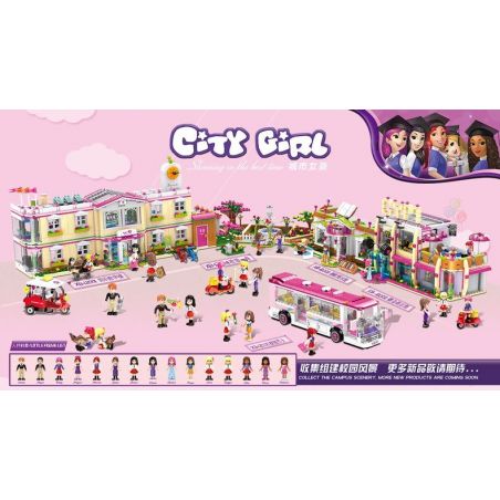 XINGBAO XB-12003 12003 XB12003 non  THƯ VIỆN Ở TRƯỜNG HỌC CAMPUS bộ đồ chơi xếp lắp ráp ghép mô hình City Girl CITYGIRL RAINBOW LIBRARY Thành Phố Con Gái 696 khối