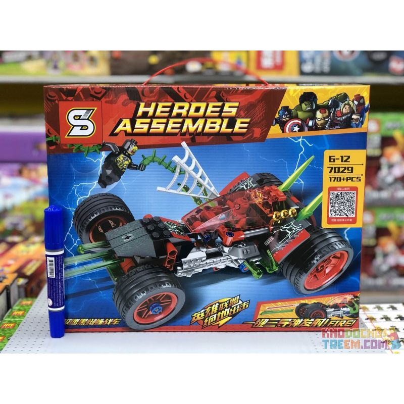 SHENG YUAN SY 7029 non Lego CỖ XE NHỆN ĐEN TỐC ĐỘ CỰC MẠNH bộ đồ chơi xếp lắp ráp ghép mô hình Super Heroes HEROES ASSEMBLE Siêu Nhân Anh Hùng 170 khối