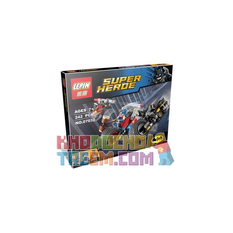 NOT Lego GOTHAM CITY CYCLE CHASE 76053 LEPIN 07032 xếp lắp ráp ghép mô hình RƯỢT ĐUỔI MIÊU NỮ Ở THÀNH PHỐ GOTHAM THEO XE ĐẠP Dc Comics Super Heroes Siêu Anh Hùng Dc 224 khối