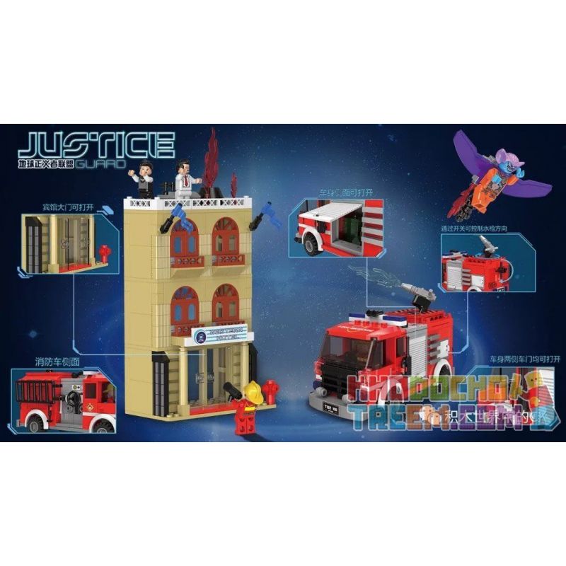 XINGBAO XB-02102 02102 XB02102 non  GIẢI CỨU NGÔI NHÀ BỐC CHÁY bộ đồ chơi xếp lắp ráp ghép mô hình Justice Guard Cảnh Sát Bảo Vệ Hòa Bình 578 khối