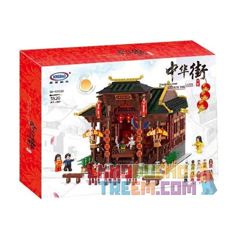 XINGBAO XB-01020 01020 XB01020 non  NHÀ HÁT CỔ TRUNG QUỐC bộ đồ chơi xếp lắp ráp ghép mô hình Chinatown CHINA TOWN CHINESE THEATER Khu Phố Tàu 3820 khối