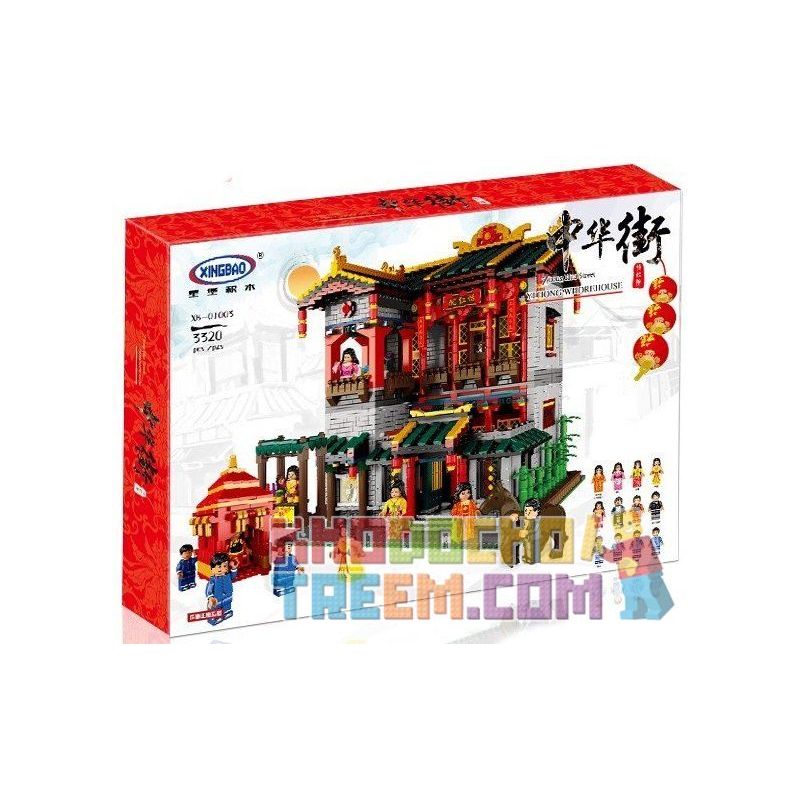 XINGBAO XB-01003 01003 XB01003 non  KỸ VIỆN LẦU XANH bộ đồ chơi xếp lắp ráp ghép mô hình Chinatown CHINA TOWN YIHONG BROTHEL Khu Phố Tàu 3320 khối